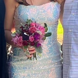 Iridescent White Homecoming Dress